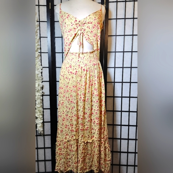 Vanilla Star Juniors' Floral-Print High-Low Maxi Dress Size XL Cream Combo - Picture 2 of 8
